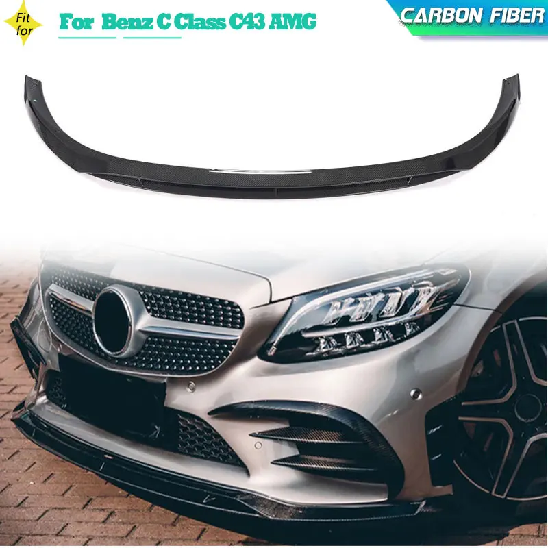 

Carbon Fiber Car Front Bumper Lip Spoiler For Mercedes Benz C Class C43 AMG 2019 2020 Front Lip Chin Apron Guard Body Kits