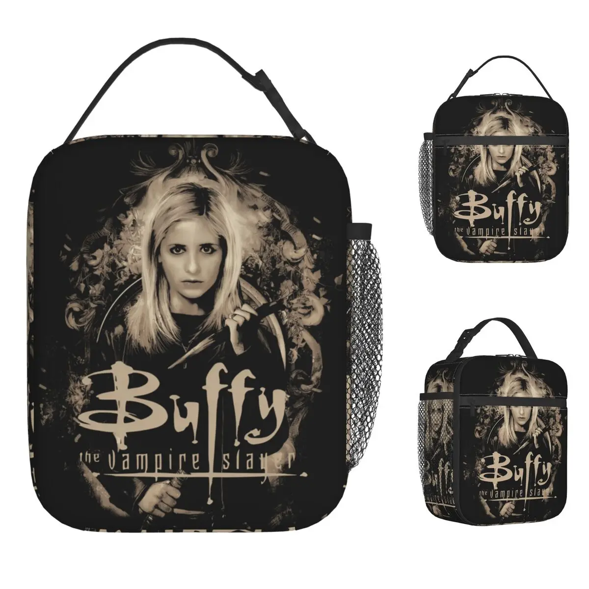 Buffys The Vampires Slayers سبايك حقيبة الغداء للطفل طباعة علب الاغذية Kawaii مكتب حقيبة للحفاظ على البرودة مريحة أكسفورد حمل أكياس الغذاء