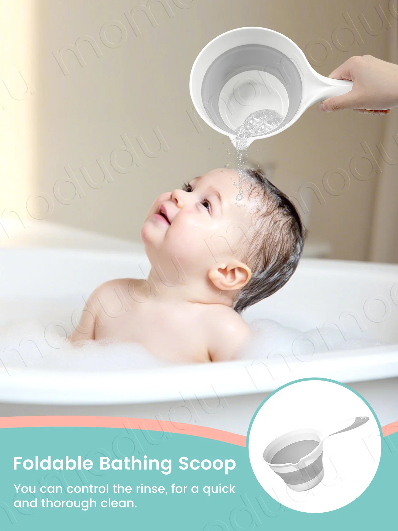 Baby-Badewannen-Spülbecher, rutschfester und hängender Shampoo-Helfer mit großem Fassungsvermögen für schmutzfreie Haarwäsche – Detail 7