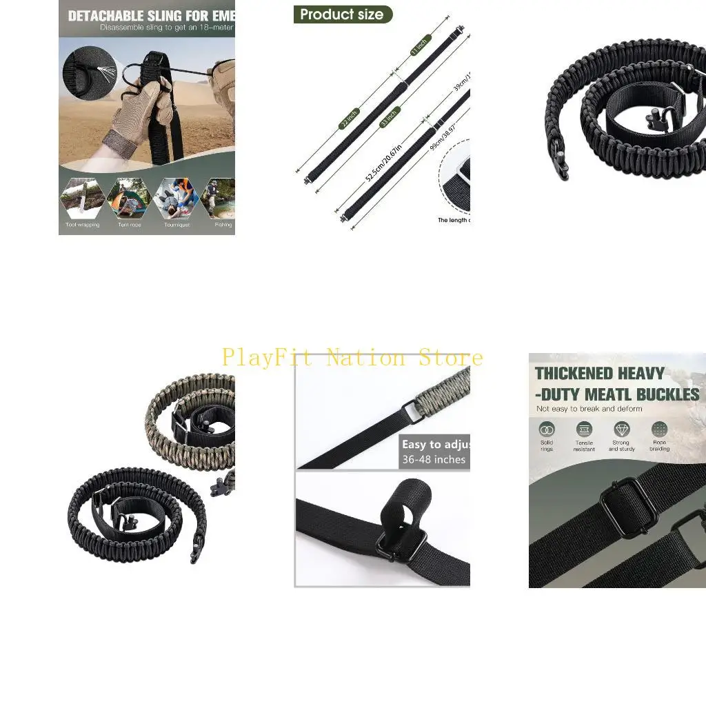 

242F Нескользящий ремень из паракорда с вертлюжками, регулируемая длина, 2-точечный ремень для винтовки, ремень из паракорда,