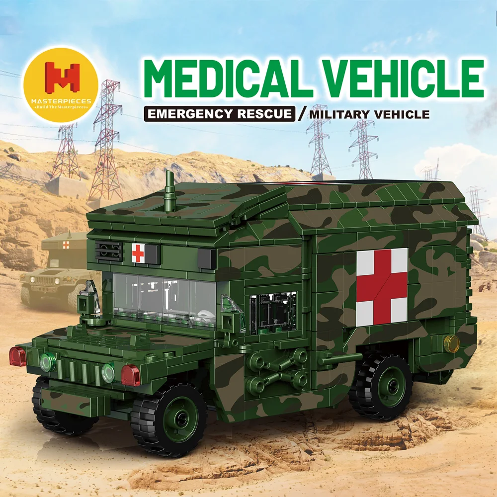 

784PCS Creative Building Blocks Medical Vehicle Model Collection Ornament Blocks With Color Box Car Toys Gifts For Kids Adults