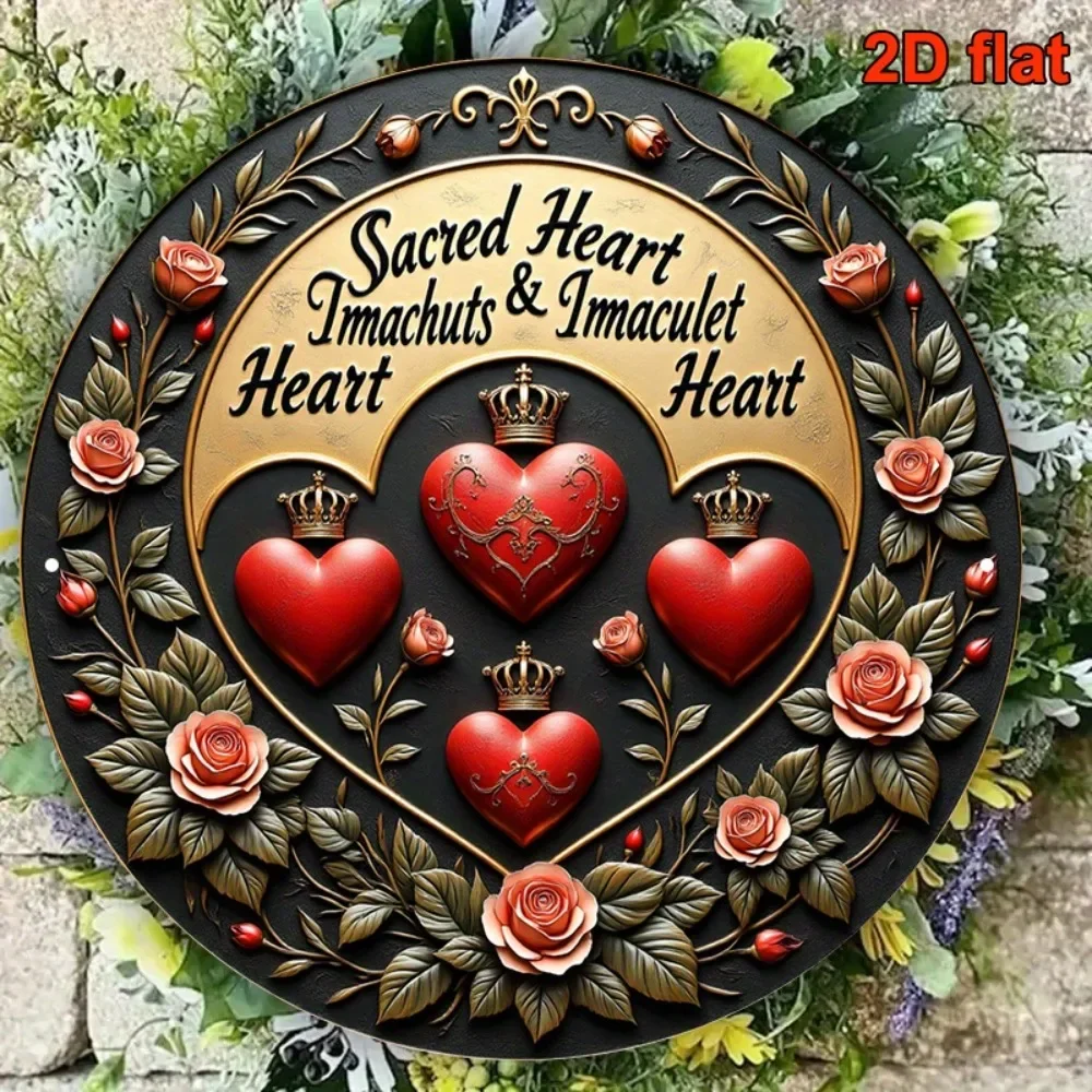 CIFBUY Iron Wall Art Sacred 2D Round Metal Sign Waterproof Durable For Church Prayer Room Decor 8x8 Inch