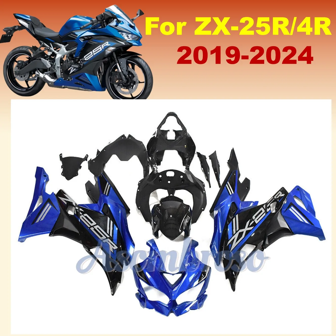 

Полный комплект обтекателей, подходящий для Ninja ZX-25R 2019 2020 2022 2023 2024, ZX-4RR, литой под давлением комплект кузова из АБС-пластика