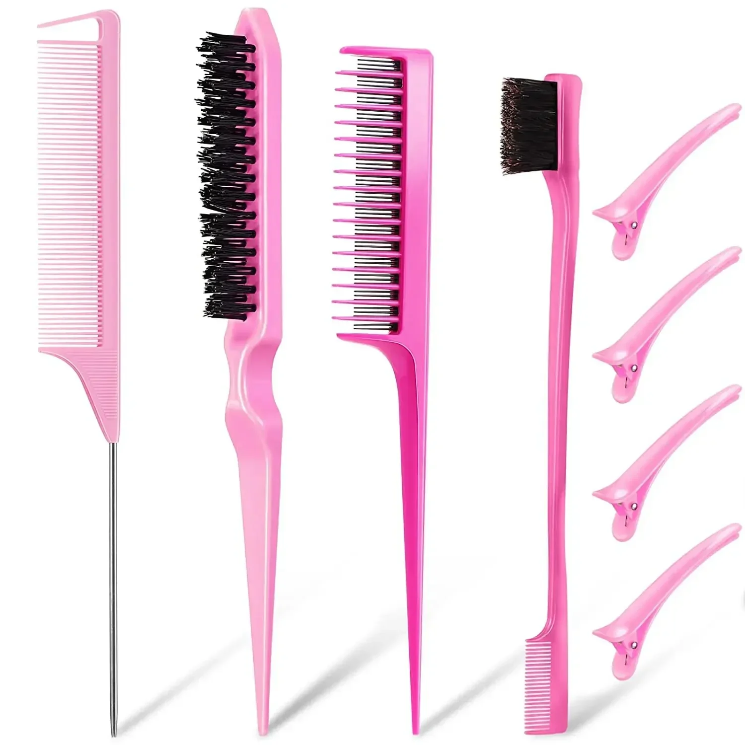 

3-8pcs Hair Styling Comb Set Teasing Hair Brush Triple Teasing Comb Rat Tail Combs Edge Brush Hair Tail Tools Braid Tool Loop