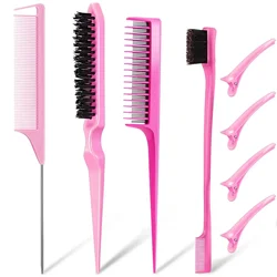 3-8pcs Hair Styling Comb Set Teasing Hair Brush Triple Teasing Comb Rat Tail Combs Edge Brush Hair Tail Tools Braid Tool Loop