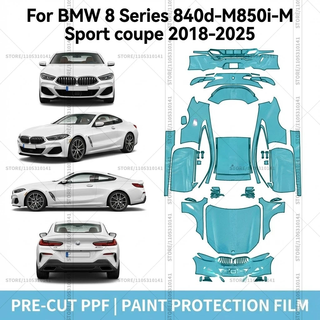 

For BMW 8 Series 840d-M850i-M Sport coupe 2018-2025 Pre-Cut Paint Protection Film PPF Transparent Car Film Automotive PPF