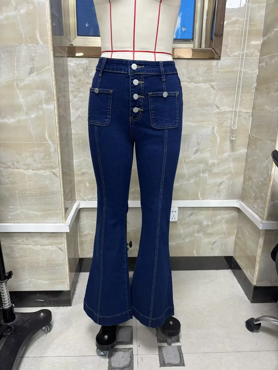 

Women High Street High Waist Jeans Solid Harajuku Pants Jeans Flare Pants Streetwear