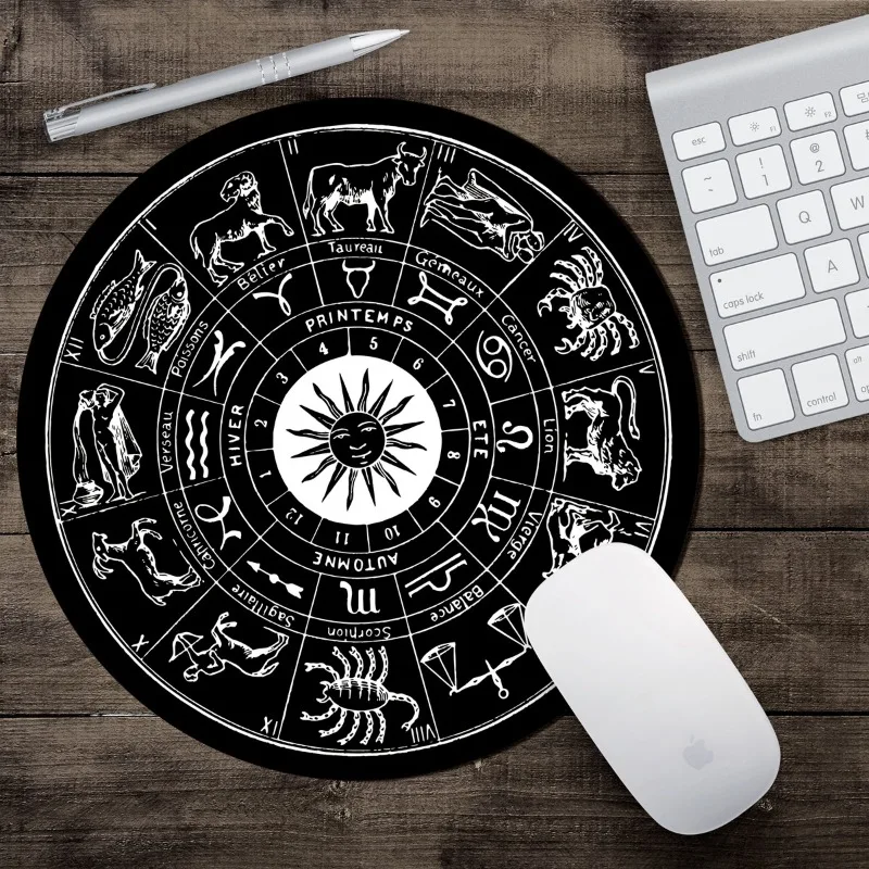 New Arrival Personalized Constellation Compass Mouse Pad Anti Friction Anti Slip Thickened Round Office Keyboard Table Mat