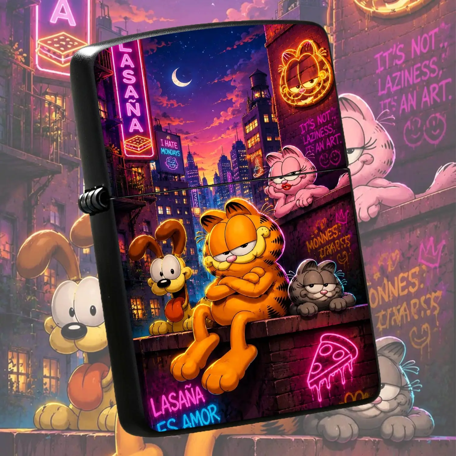Creative Garfield Themed Neon Urban Style Lighter, Fun Cartoon Peripheral Portable Accessory, Trendy Cool Eye-catching Decor, Suitable for Daily Outdoor Gathering Dating Scenes, Exquisite Unique Gift for Garfield Fans and Friends A Humorou