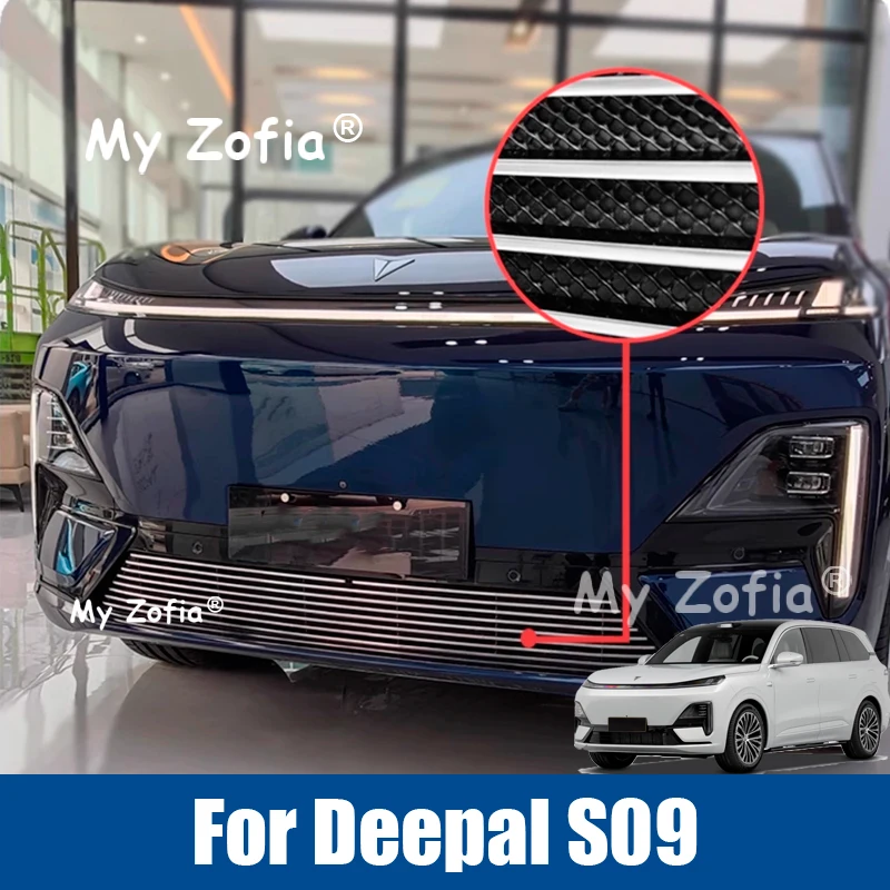 

For Deepal S09 2025 2026 Car Stainless Steel Insect Prevention Net Front Bottom Grille Molding Cover Decoration Accessories