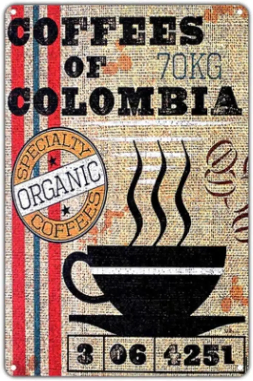 Interesting Signs Coffee Specialty Organic Coffee Vintage Sign Metal Poster 12x8inch From Colombia