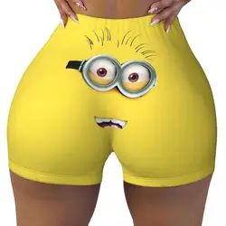 Custom Minions Gym Volleyball Biker Shorts Women Manga Workout Yoga Shorts