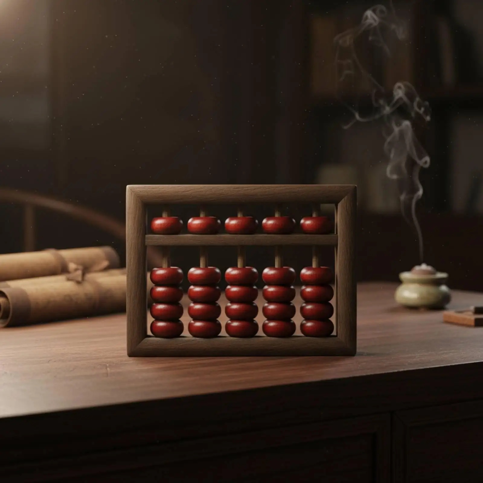5-Rod Chinese Abacus Vintage Abacus with Gift Box Antique Design Counting Frame