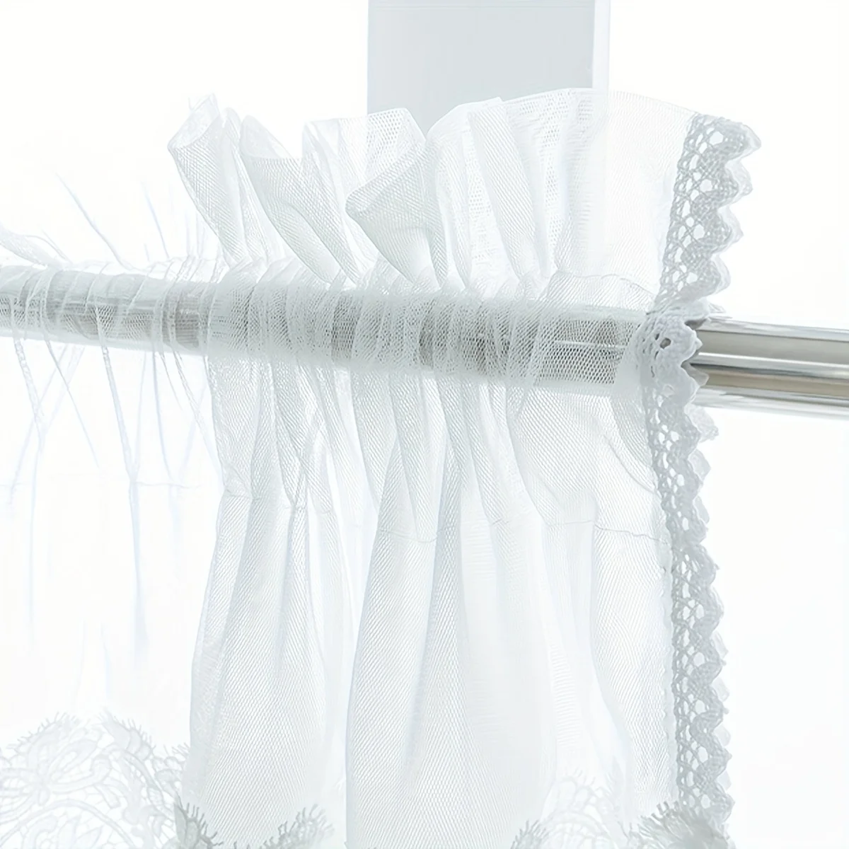 1 st, Franse pastorale stijl wit modern koffiegordijn, restaurant café balkon decoratie erker scheidingswand klein gordijn