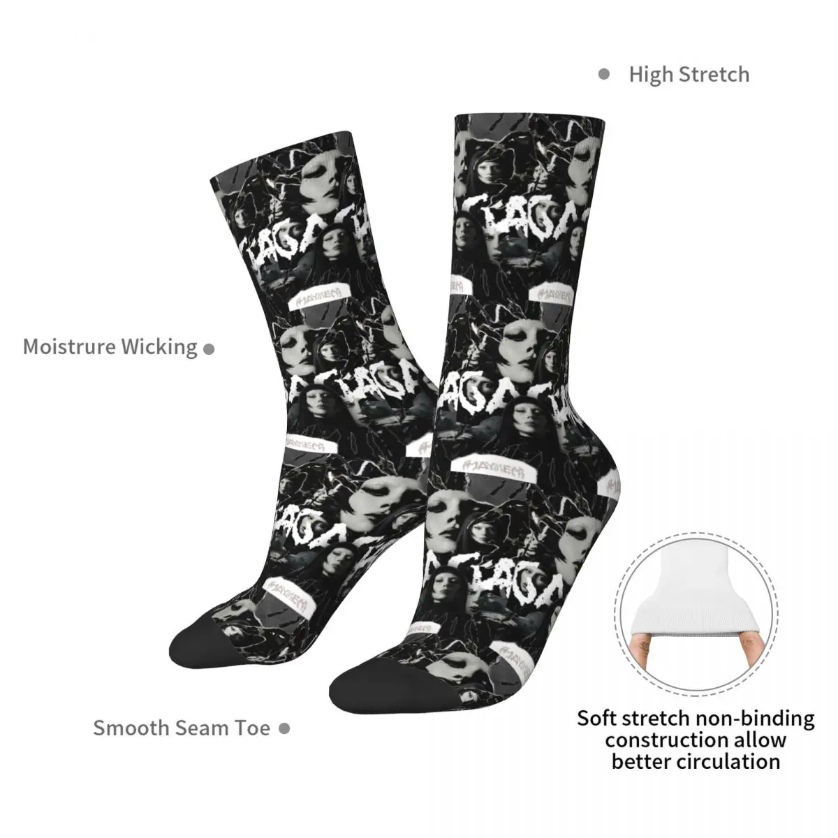 All Seasons Crew Stockings Lady Gaga Mayhem Album Socks Fashion Long Socks Accessories for Men Women Gifts