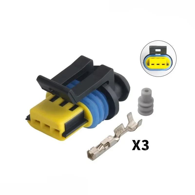 2 Sets 3 Pin Car Turn Signal Plug Xenon Lamp Ballast Socket Delphi Auto Plastic Waterproof Wire Harness Cable Connector 15368586