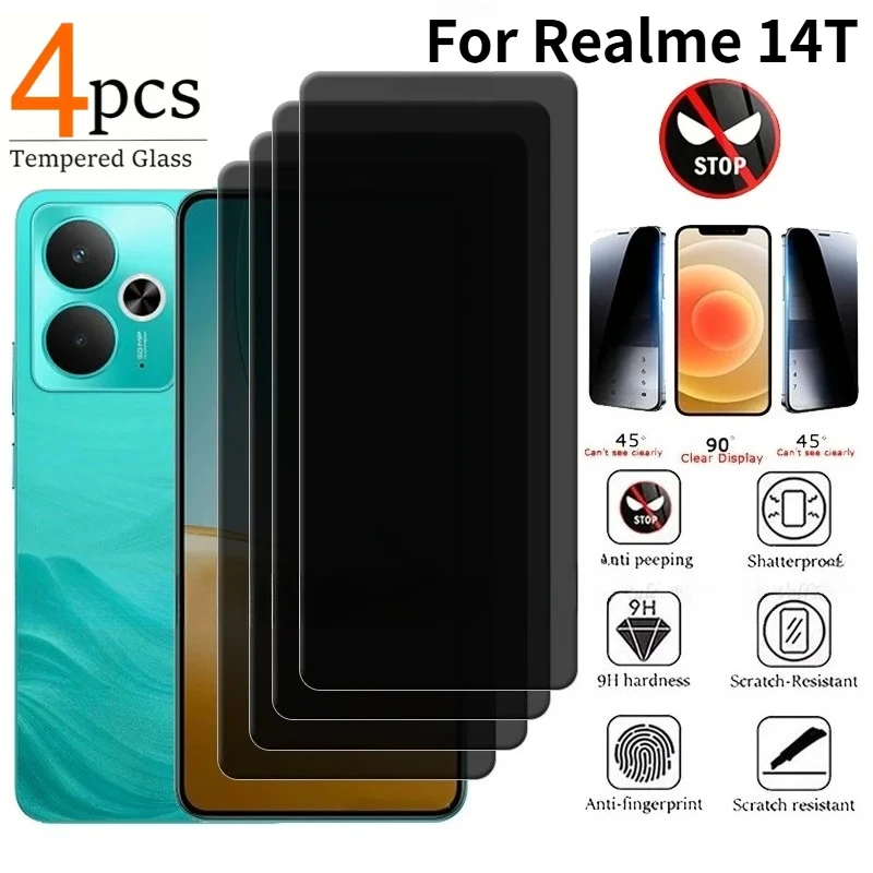 

4Pcs for Realme 8/8 Pro/8i/9/9i/9 Pro/10/10s/11/12 5G 9H Protective Privacy Screen Protector,Edge-to-Edge,Anti-Scratch,No Glare