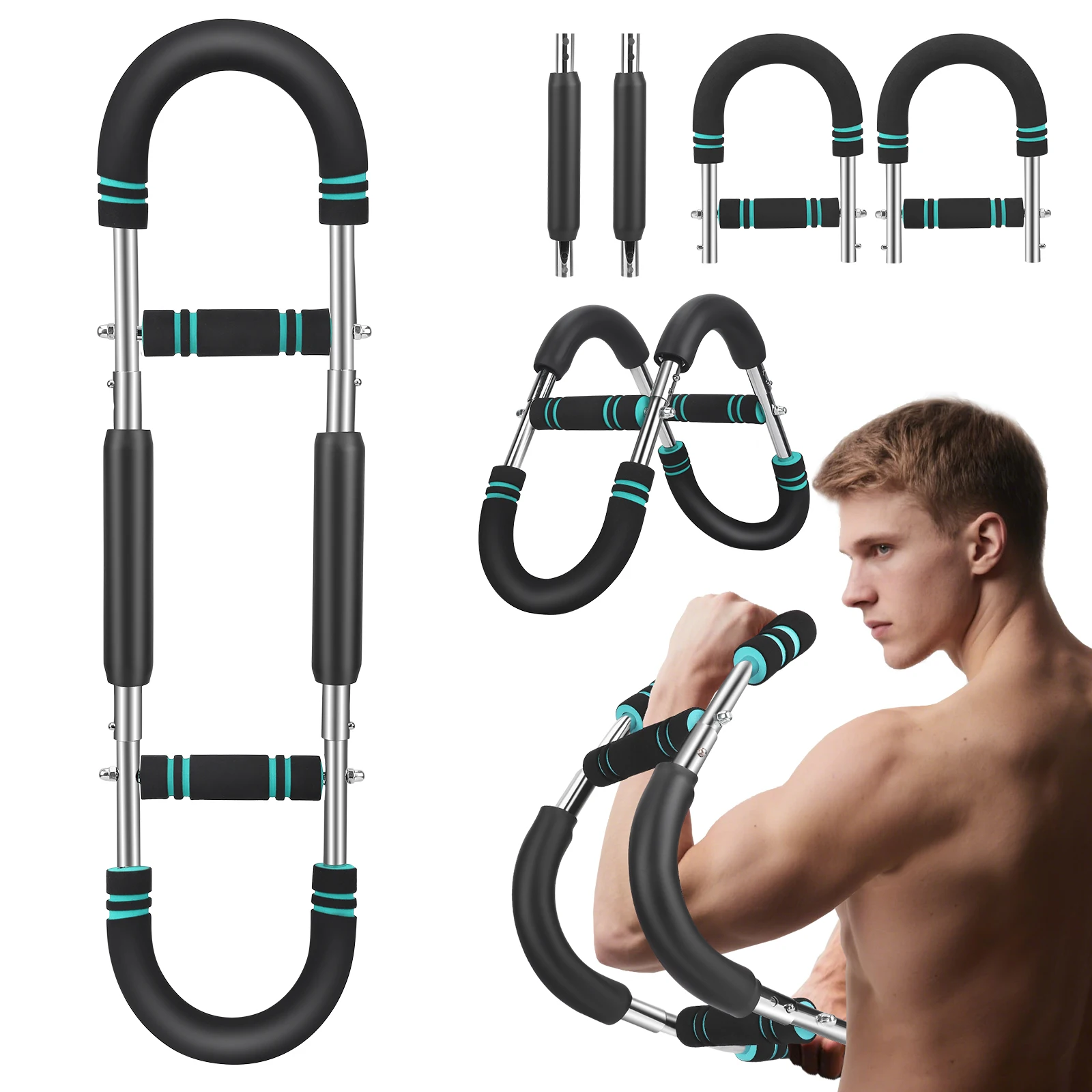Image of 20–60 kg verstellbarer Twister-Armtrainer, Brusttrainer, tragbarer Unterarmtrainer, abnehmbares Design, 3 Stufenfederstärke