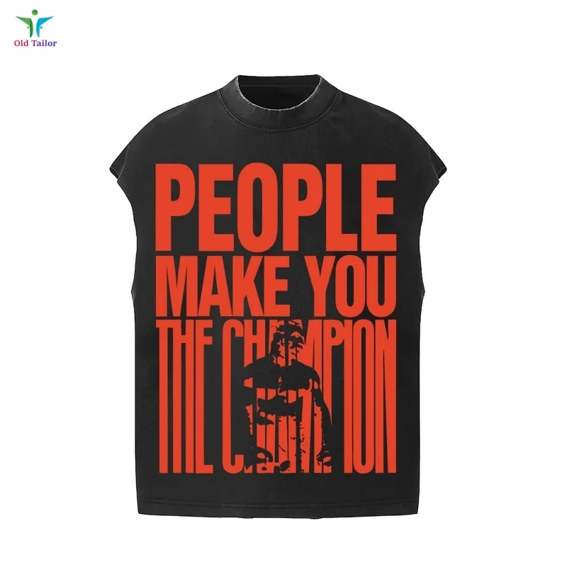 Streetwear Summer Hip-Hop Letter Print Character Sleeveless T-Shirt Crew Neck Men's Women's Casual 26SS Vest