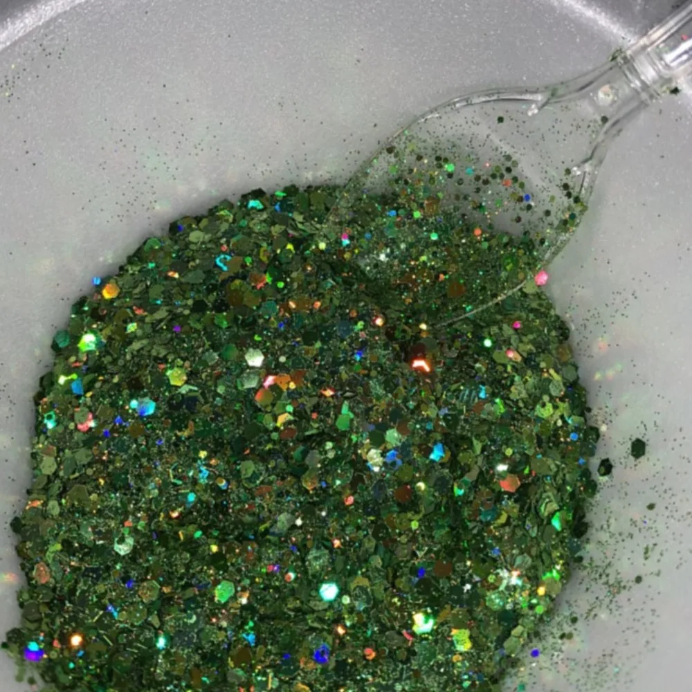 50G holographique mixte hexagone forme gros ongles paillettes Laser argent brillant paillettes flocons tranches manucure ongles Art décoration