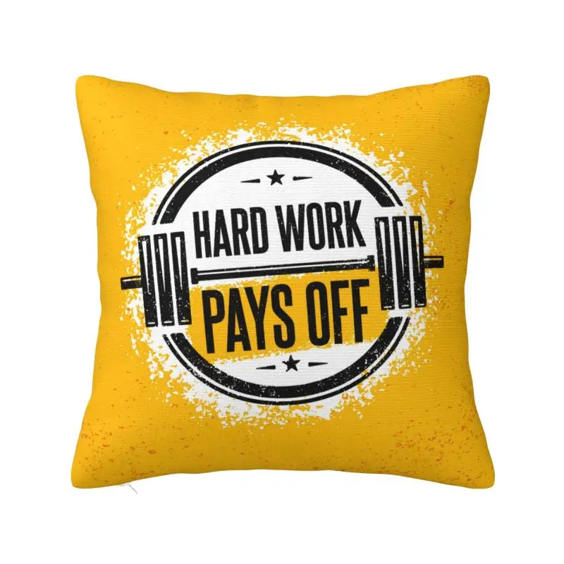 Hard Work Pays Off Cushion Cover 50*50 cm Velvet Bodybuilding Gym Throw Pillow Case Living Room Decoration Sofa Chair Pillowslip