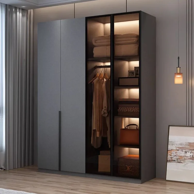 Black Wooden Storage Wardrobe Modern Luxury Clothes Organizer Wardrobe Nordic Multifunction Ropero Armables Bedroom Furniture