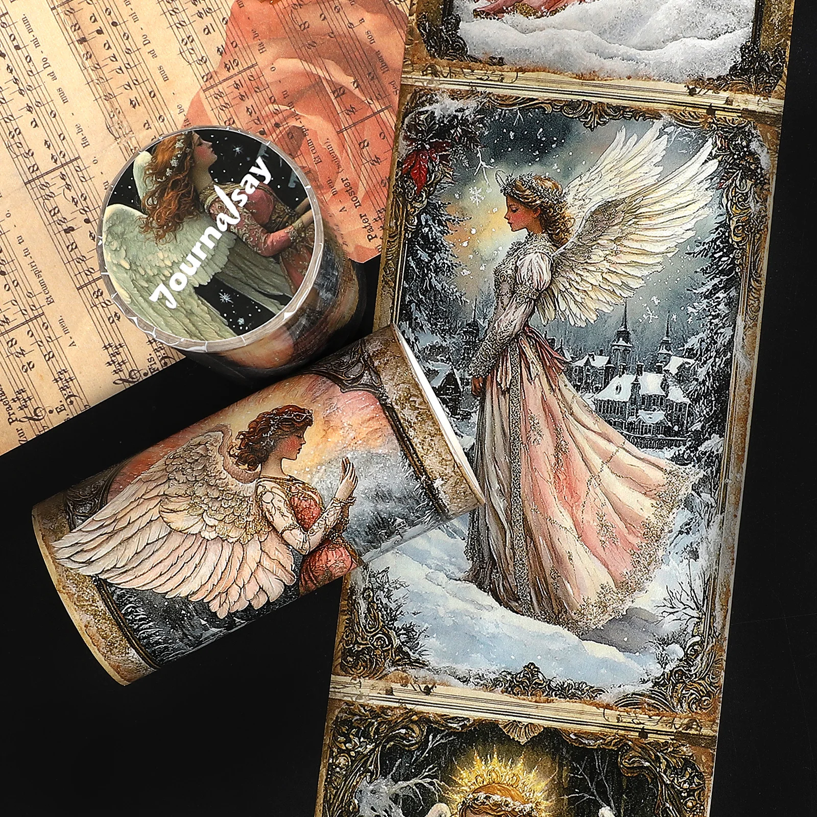 เทปวาชิลายวิคตอเรียนวินเทจ ขนาด 80 มม.*205 ซม. ลายตัวละครและทิวทัศน์ สำหรับงาน DIY สร้างสรรค์ วัสดุตกแต่งสมุดบันทึก คอลลาจ และเครื่องเขียน