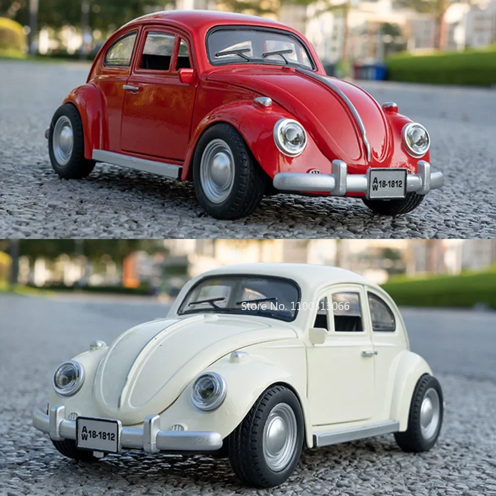 フォルクスワーゲンビートル1955モデルカー,1:18,合金,ダイキャスト,おもちゃ,ライト,音楽,車,ゴムタイヤ,車,子供向けギフトコレクション