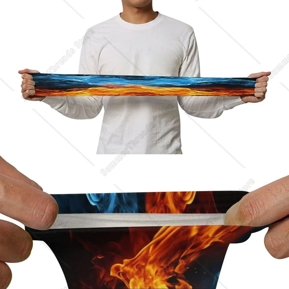 Orange and Blue Flames Arm Sleeves for Men Women, UV Sun Protection Arm Sleeves, Cooling Compression