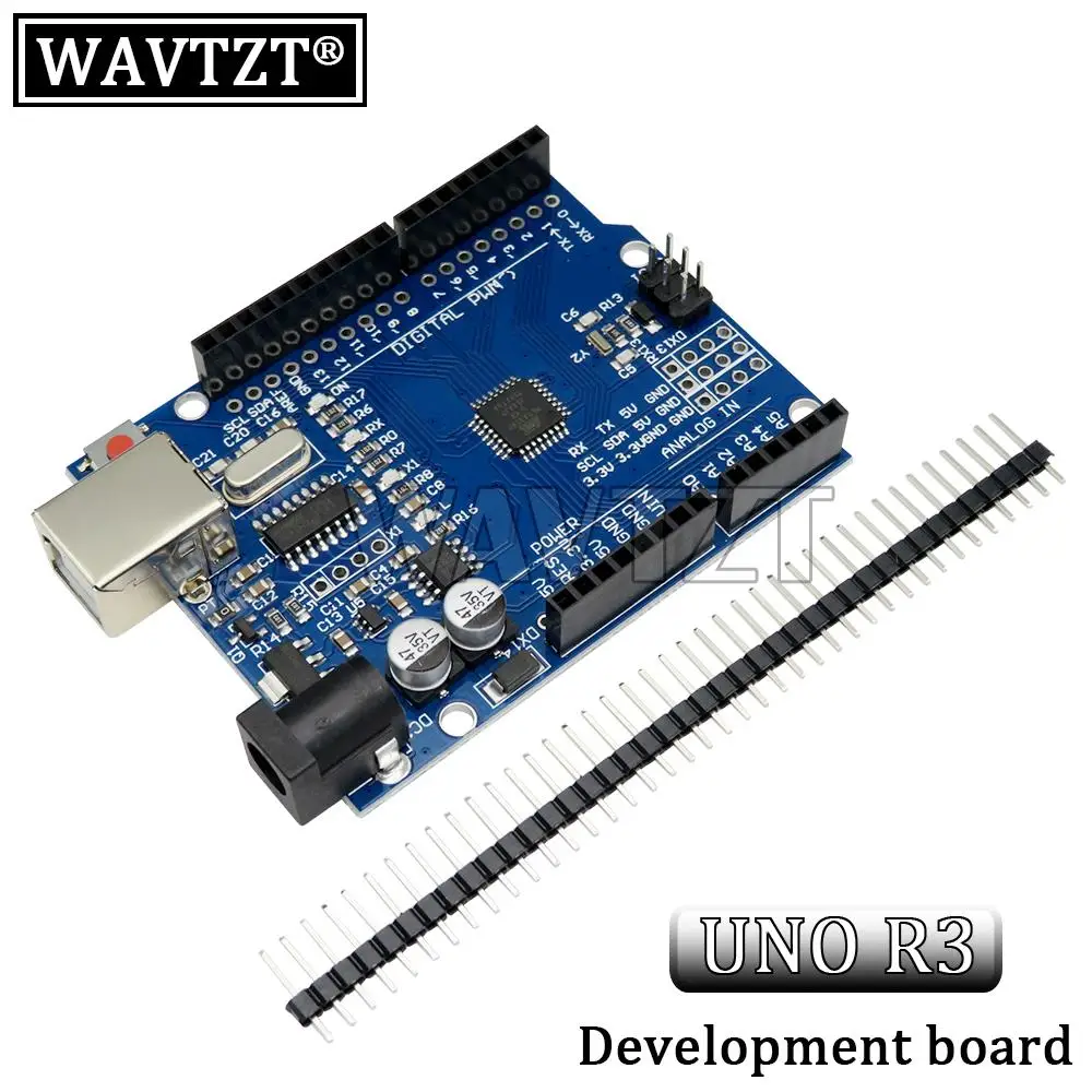 WAVTZT Starter Kit for Arduino Uno R3 - Bundle of 5 Items: Uno R3, Breadboard, Jumper Wires, USB Cable and 9V Battery Connector