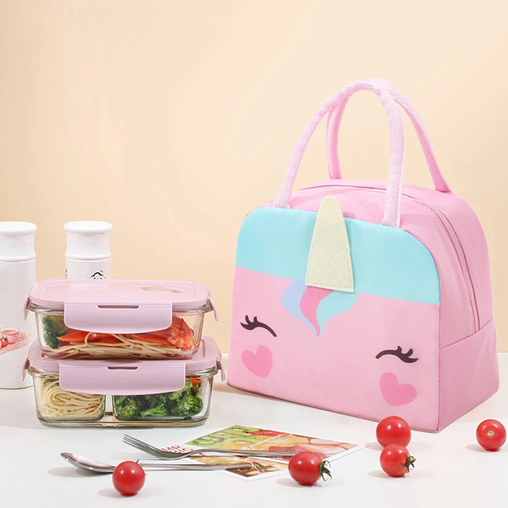 Insulated Thermal Lunch Bag with Aluminum Foil Leakproof Layer - Cute Cartoon Pets Bento Box Carrier for Children, School Meal P