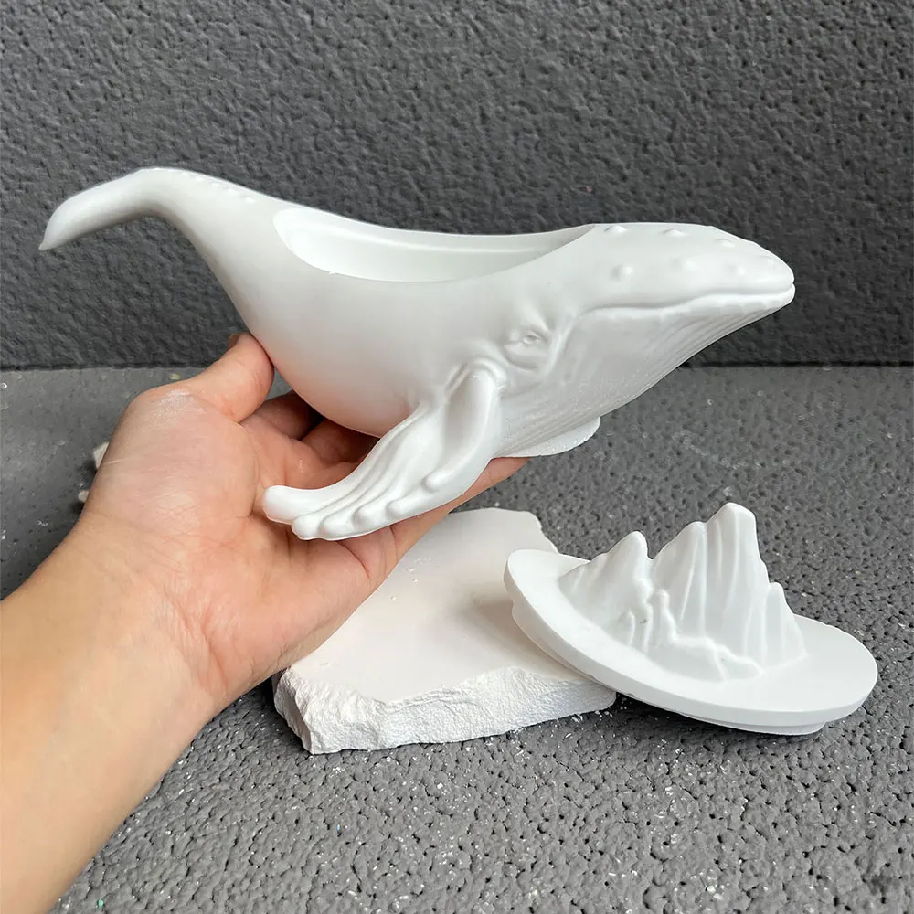 Whale Shape Silicone Flower Pot Molds Storage Box Candle Vessel Cement Desktop Plants Planters Plaster Mold Turtle Mold