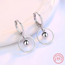 Genuine 925 Sterling Silver Lady's New Jewelry Round Drop Earrings XY0085