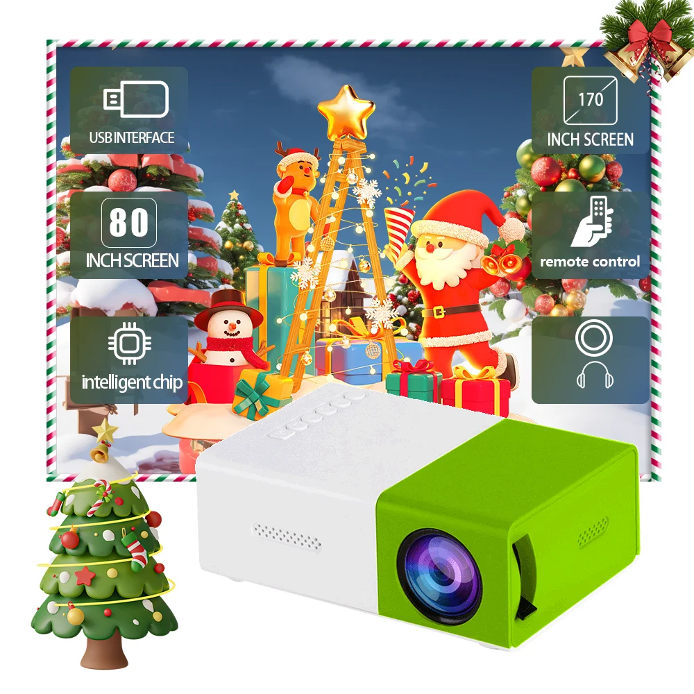 Christmas Mini Projector Portable Remote Control Audio Home Theater Media player Beamer Outdoor Travel Entertainment projector