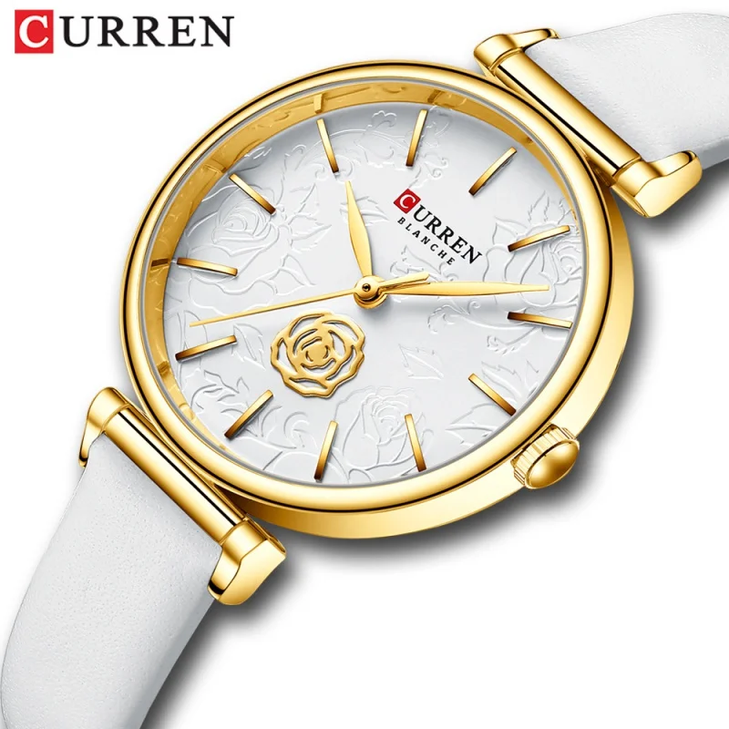 Curren 9078 Women's Leather-Belt Watch Waterproof Quartz Watch Fashion Casual Watch