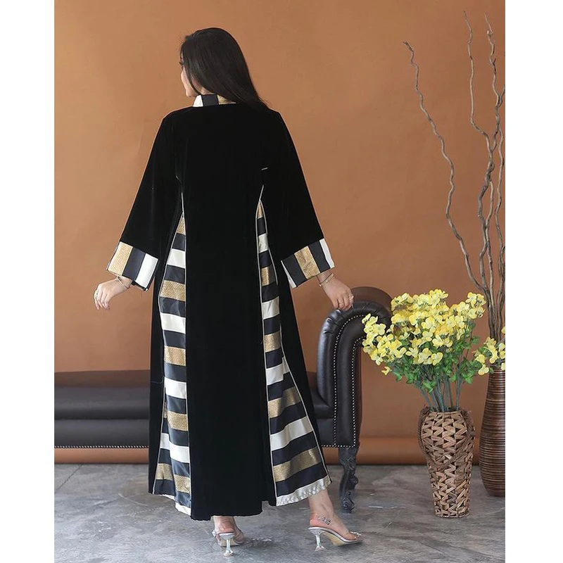 2024 New Velvet Warm Abaya Embroidery Muslim Women Long Maxi Dress Turkey Kaftan Dubai Robe Moroccan Eid Party Jalabiya Vestidos