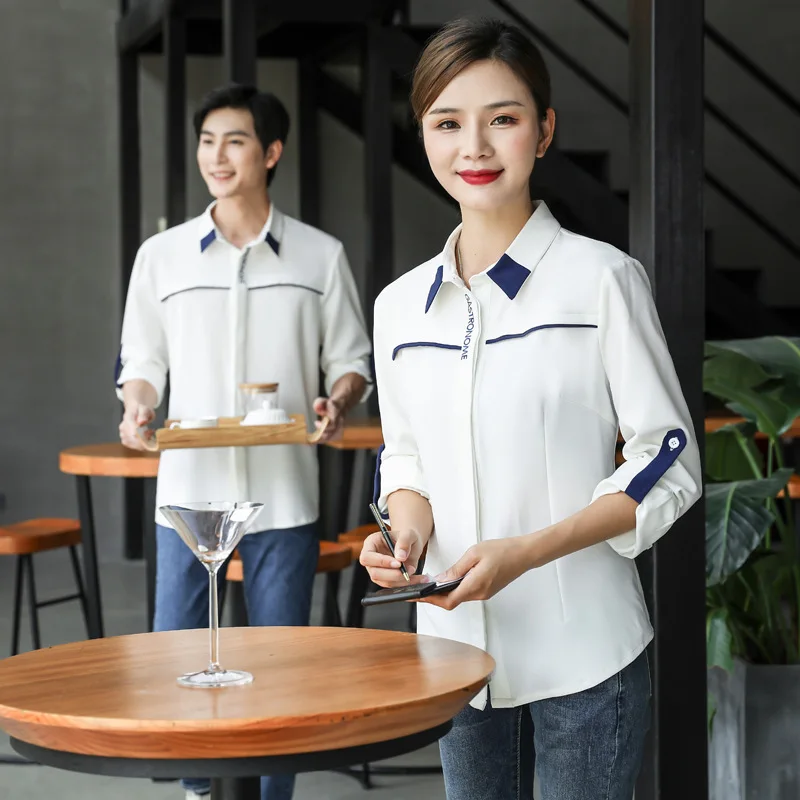 Hotel Work Clothes Autumn and Winter Long-Sleeved Waiter Workwear Uniform Milk Tea Western Restaurant Baking Pastry Cook Hot Pot