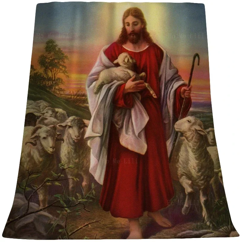 Couverture en flanelle douce et confortable, jésus-Christ, le bon berger, compassion immortelle, Religion Vintage, chrétienne