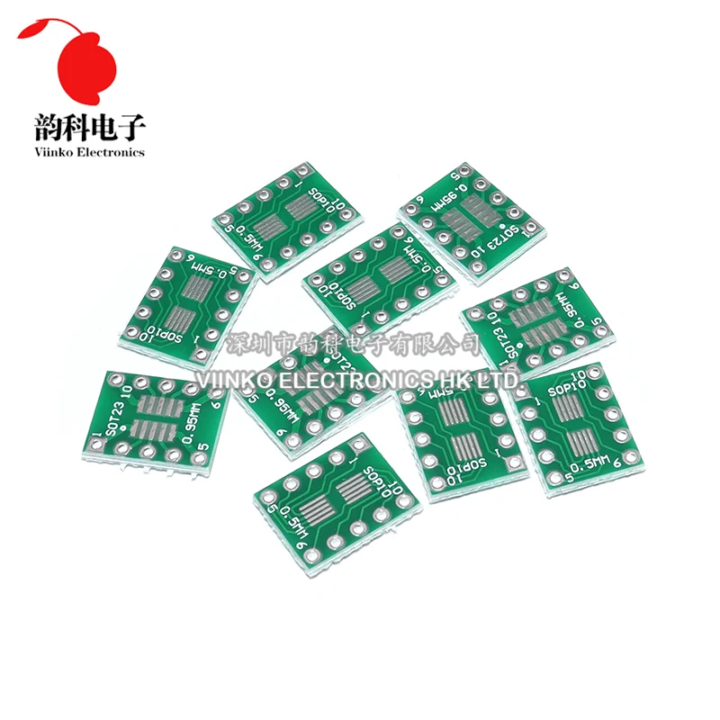 10PCS SOT23 MSOP10 UMAX to DIP10 Transfer Board DIP Pin Board Pitch Adapter