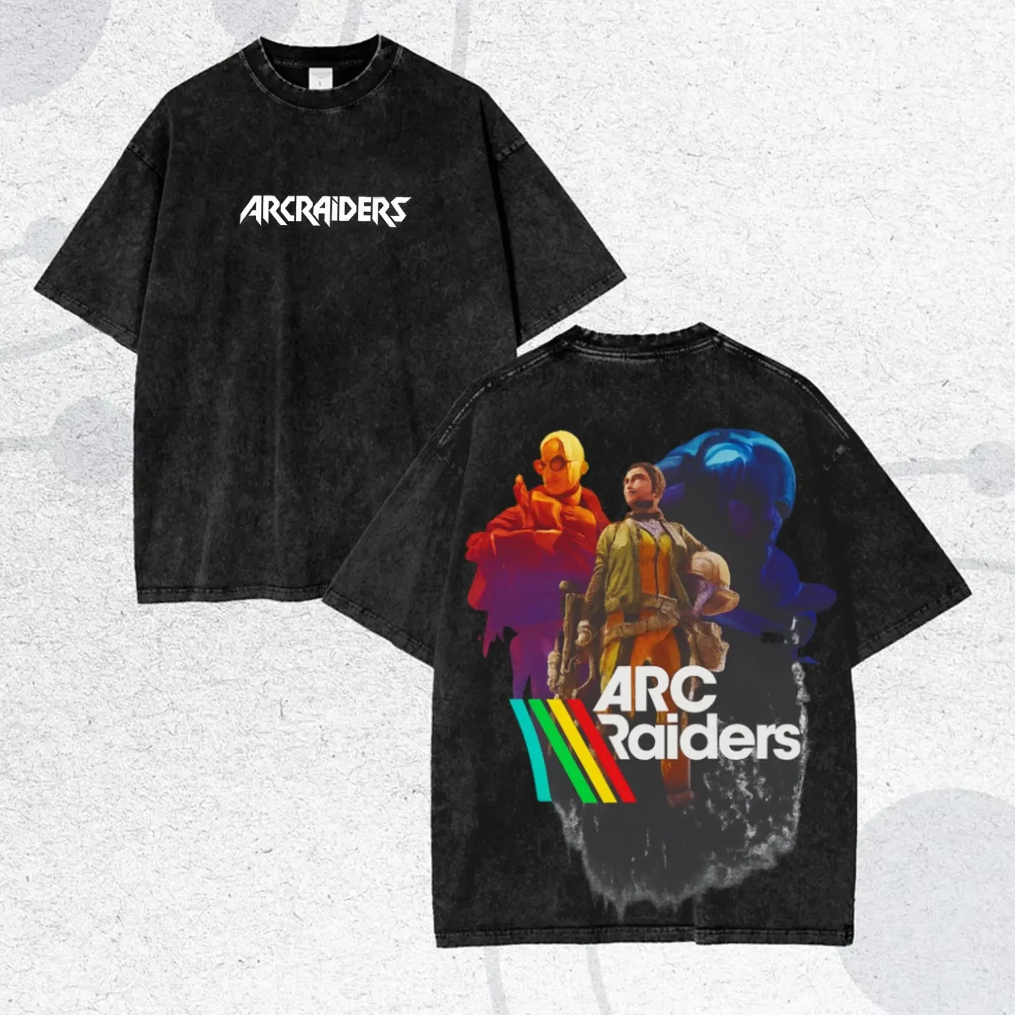 

Новая модная футболка с графическим принтом по игре ARC Raiders, унисекс, хлопковая, в стиле ретро, с эффектом потертости, свободного кроя, оверсайз