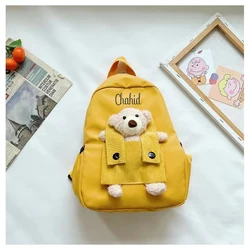 Personalized Children's Backpack Printed Backpack Customized Name, Cute Plush Bear children's portable Backpack, Boys And Girls