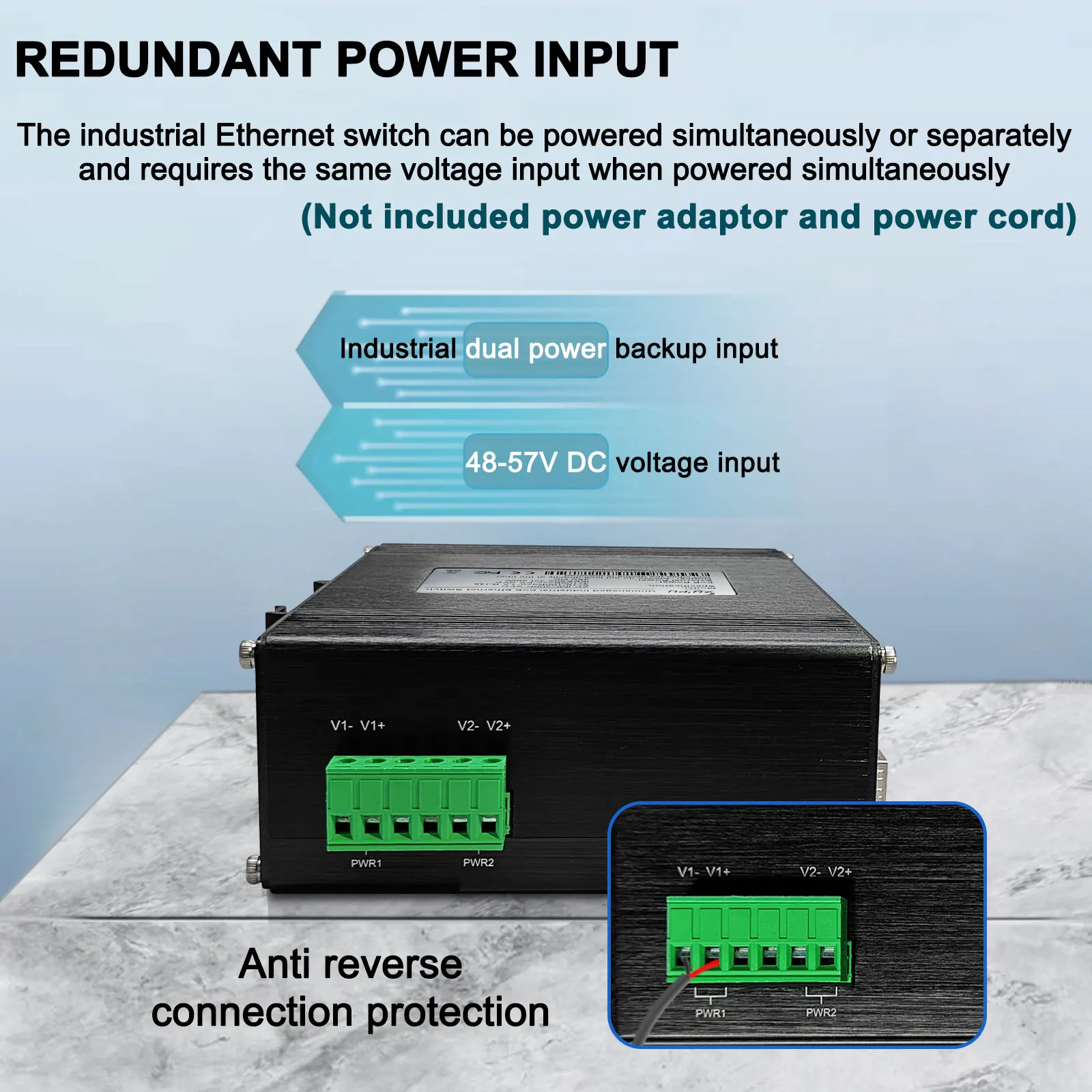 Commutateur Ethernet industriel PoE à 8 ports, rail DIN, avec 4 fentes de déchets 1000Base-X, stérilisation IEEESterilisation 3PG/at 30W jusqu'à 240W 10/100/1000Mbps