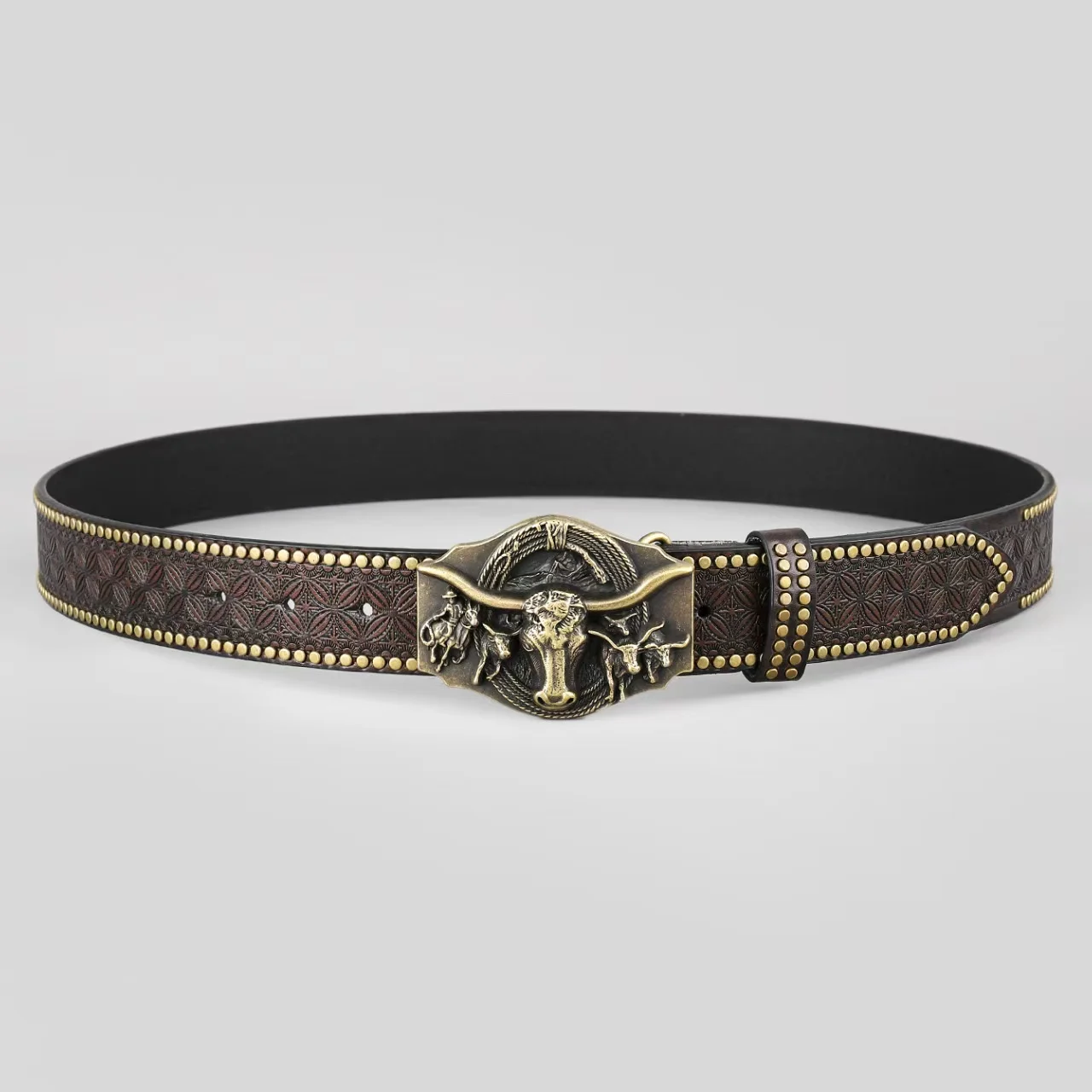 Fashionable men's personalized and creative denim belt, retro riveted casual belt