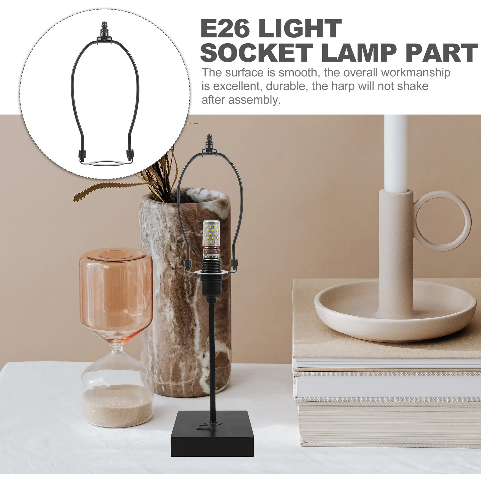 1 زوج 8 بوصة حامل القيثارة ل E26 المقبس خفيفة الوزن تصميم دائم Diy بها بنفسك غطاء مصباح الإطار استبدال الجدول الطابق لمبة مكتب #5