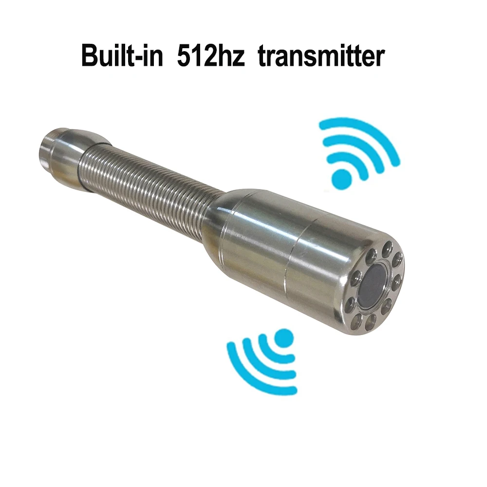 Transmisor de 512Hz con cabezal de cámara incorporado de 23mm IP68 304, localizador impermeable, cámara endoscópica de inspección de drenaje de