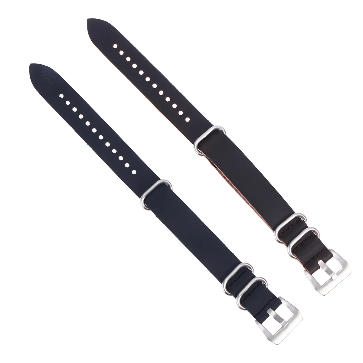 

Watch Strap Band Black Silver Clasp Durable Stylish Replacement Premium Cowhide Comfortable Wristband