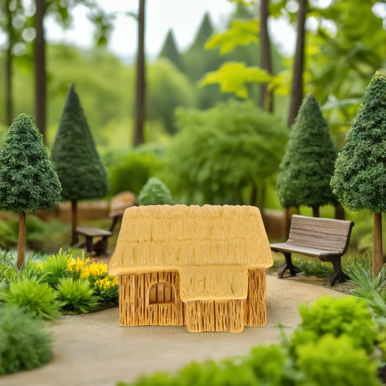 5 قطعة تماثيل منزلية صغيرة من الراتنج: ديكور كوخ القرية ذات المناظر الطبيعية الصغيرة لحديقة الجنية بونساي الأواني العصارية ساحة حلية #6