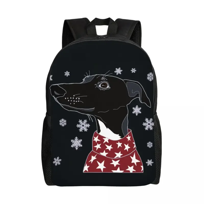 Cute Winter Whippet Laptop Backpack Men Women Casual Bookbag for College School Students Lurcher Greyhound Dog Bags