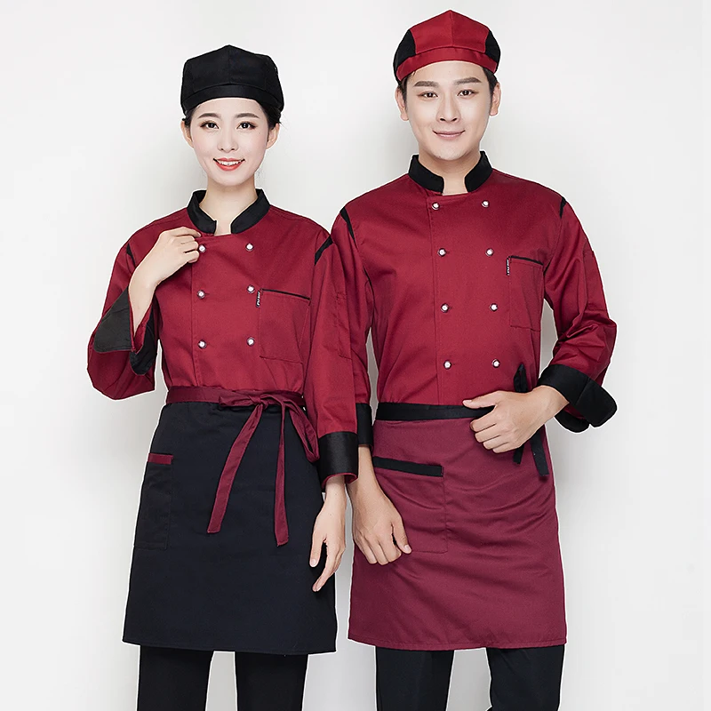 Chef Uniform Men Cook เสื้อผ้า Unisex ห้องครัวร้านอาหารเสื้อสั้น/แขนยาว Pastry แจ็คเก็ตทำงานด้านบนพิมพ์ออกแบบโลโก้