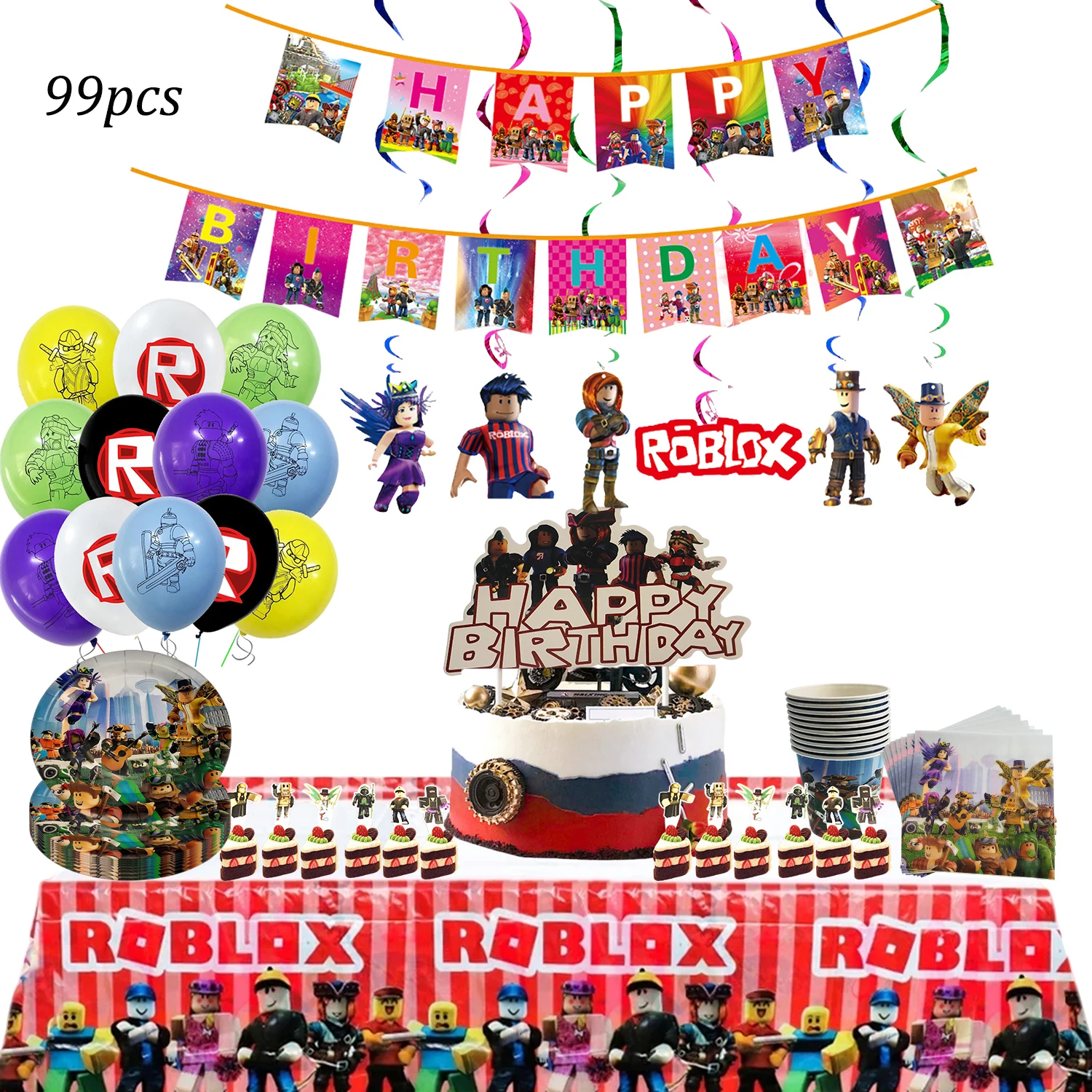 

Hot Robot Roblox Theme Children's Birthday Party Decoration Disposable Tableware Set Cup paper Plate Children's and Girls' Part